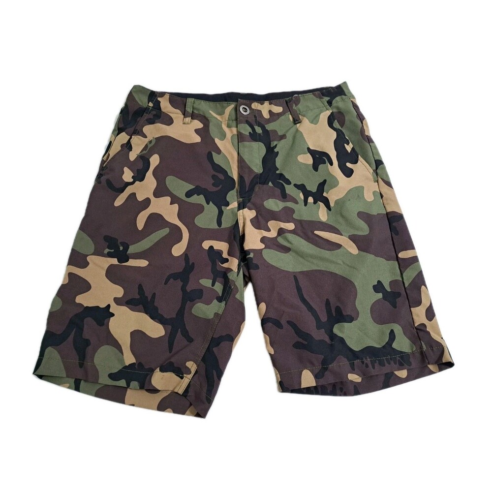 Volcom Surf Turf Hybrid 4-Way Stretch Shorts Mens 32 Camo Green Brown Swim Pool